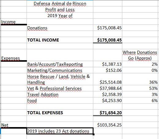 Profit & Loss Animal Counts – Defensa Animal de Puerto Rico